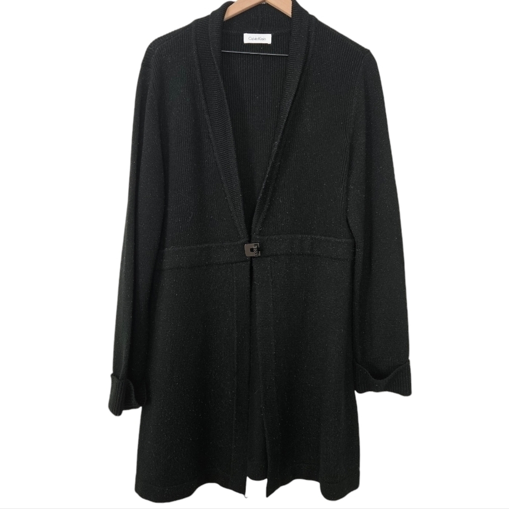 Calvin Klein black buckle sweater cardigan size XL  no size tag